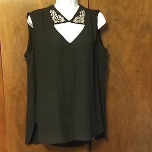 NWT SIONI BLACK RHINESTONE TANK XLARGE